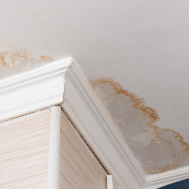 water stain on roof around roof column