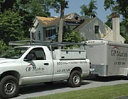 A Martini Roofing Truck on the Job
