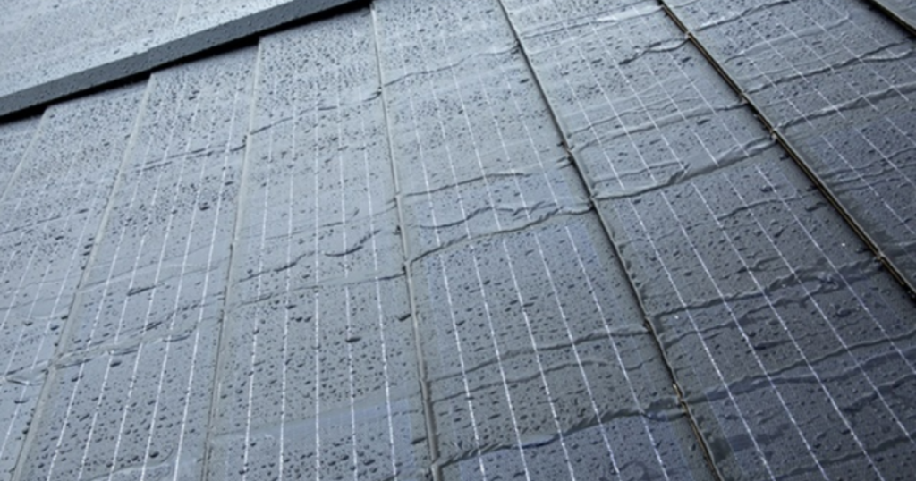 Solar shingles resisting rainfall.