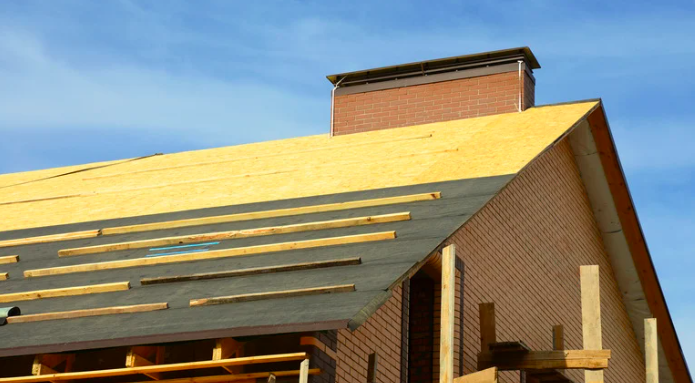 exposed decking on a roof during installation