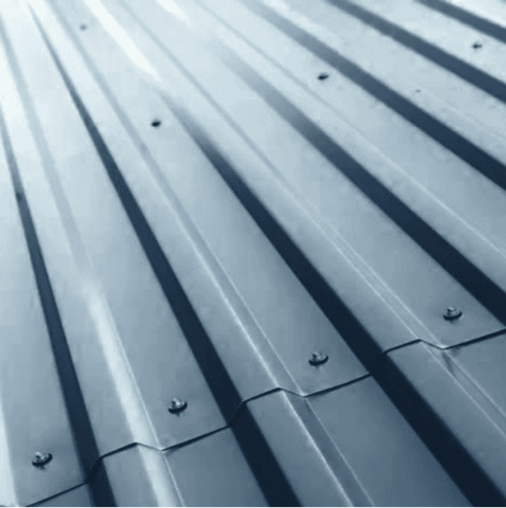close up of a metal roof reflecting light