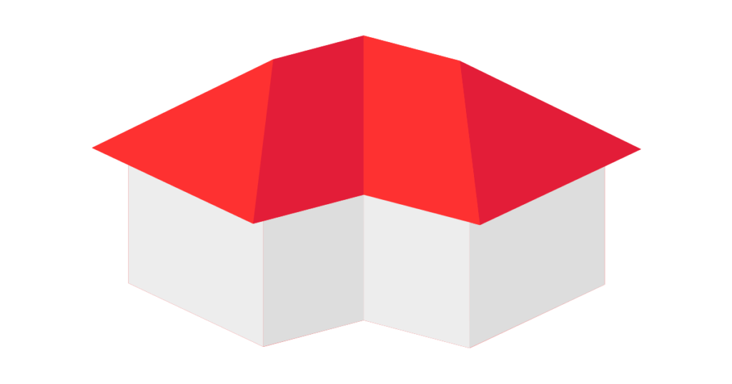 representation of a hip and valley roof