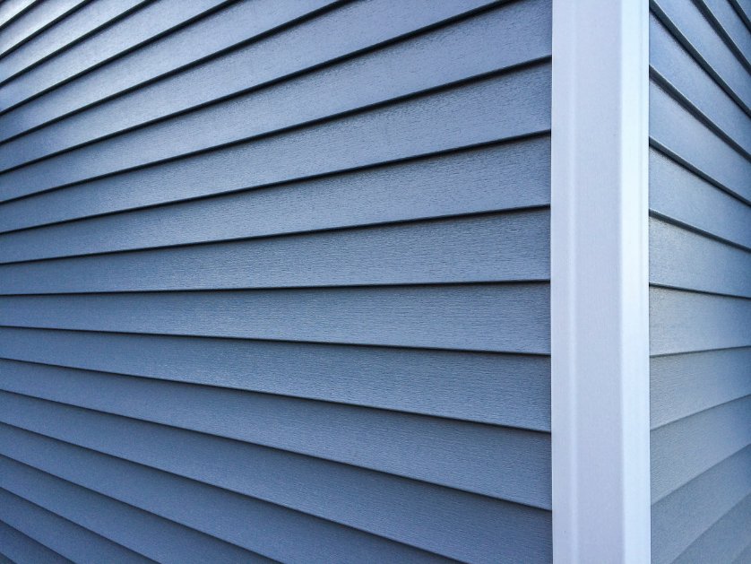 Vinyl horizontal siding on a house.